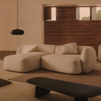 Kave Home 2-zits Loungebank 'Martina' Links, Structuurstof, kleur Ecru