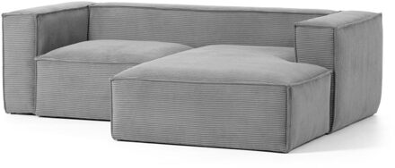 Kave Home 2-zitsbank Blok grijze corduroy met chaise longue rechts Grijs