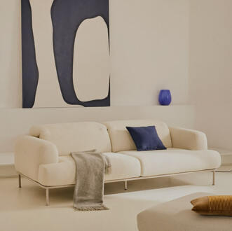 Kave Home 3-zits Bank 'Aurum' Chenille, Met verstelbare hoofdsteun, kleur Ecru Ecru / Beige