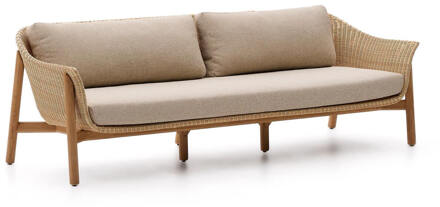 Kave Home 3-zits Tuinbank 'Galea' Teakhout en rattan