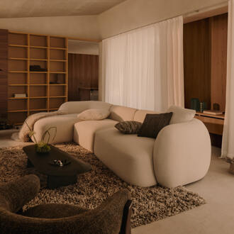 Kave Home 4-zits Loungebank 'Martina' Links, Structuurstof, kleur Ecru