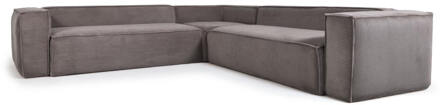 Kave Home 6-zits hoekbank Blok van grijs corduroy 320 x 320 cm