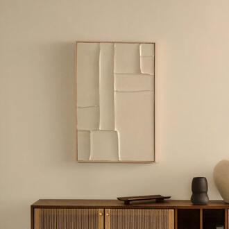 Kave Home Abstract Schilderij 'Klis' Met reliëf, 90 x 60cm Wit - 90 x 60 cm