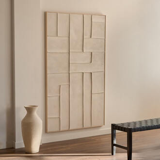 Kave Home Abstract Schilderij 'Klis' Met reliëf, XXL, 200 x 120cm Wit - 200 x 120 cm