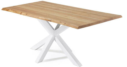 Kave Home Argo eiken fineer tafel met natuurlijke afwerking en wit Bruin, Wit