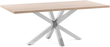 Kave Home Argo tafel 160 cm natuurlijke melamine roestvrij benen