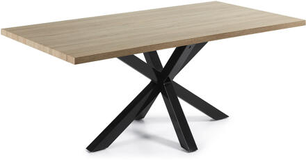 Kave Home Argo tafel 200 cm natuurlijke melamine zwarte benen
