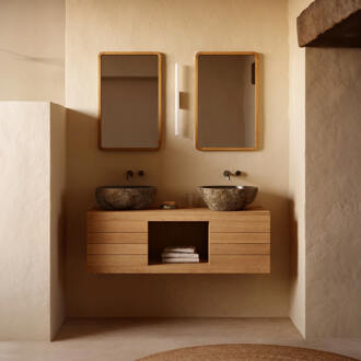 Kave Home Badkamermeubel 'Kenta' Teakhout, kleur Naturel (excl. waskom)