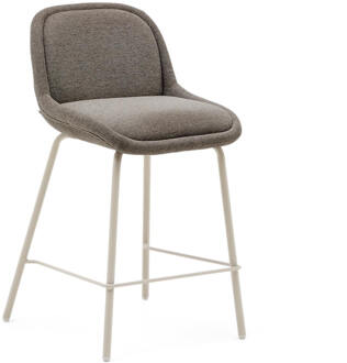 Kave Home Barkruk 'Aimin' Chenille, kleur Bruin (zithoogte 65cm) - 65 cm