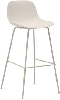 Kave Home Barkruk 'Altea' Gerecycled kunststof, kleur Beige (zithoogte 74cm)