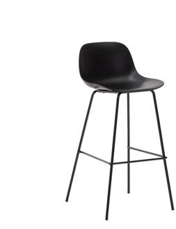 Kave Home Barkruk 'Altea' Gerecycled kunststof, kleur Zwart (zithoogte 74cm)