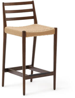 Kave Home Barkruk 'Analy' Eiken, kleur Walnoot (zithoogte 70cm)