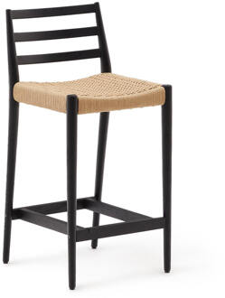 Kave Home Barkruk 'Analy' Eiken, kleur Zwart (zithoogte 70cm)