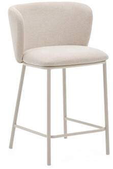 Kave Home Barkruk 'Ciselia' Chenille, kleur Beige (zithoogte 65cm)