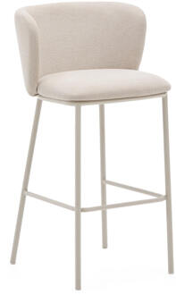 Kave Home Barkruk 'Ciselia' Chenille, kleur Beige (zithoogte 75cm)