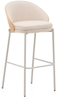 Kave Home Barkruk 'Eamy' Essenhout, kleur Beige (zithoogte 77cm)