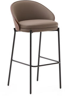 Kave Home Barkruk 'Eamy' Lederlook, kleur Bruin (zithoogte 77cm)