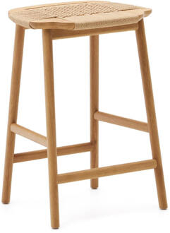 Kave Home Barkruk 'Enit' Eikenhout, kleur Naturel (zithoogte 65cm)