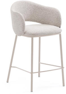 Kave Home Barkruk 'Maina' Chenille, kleur Beige (zithoogte 65cm)