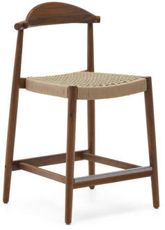 Kave Home Barkruk 'Nina' kleur Walnoot/Beige (zithoogte 62cm)