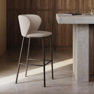 Kave Home Barstoel 'Ciselia' Chenille (zithoogte 65cm), kleur beige Beige / Zwart