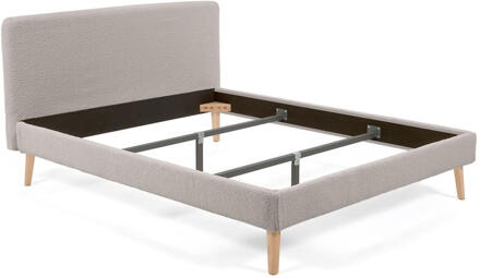 Kave Home Bed 'Dyla' Bouclé, 160 x 200cm, kleur Lichtgrijs