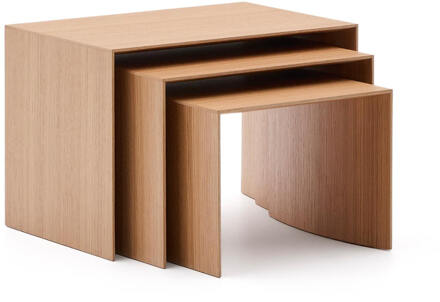 Kave Home Bijzettafel 'Litto' Eiken, Set van 3 stuks, kleur Naturel