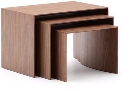 Kave Home Bijzettafel 'Litto' Walnoot, Set van 3 stuks, kleur Bruin