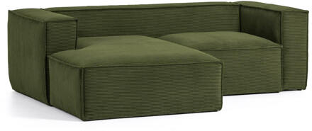 Kave Home Blok Chaise Longue Links - Donkergroen - Rib