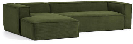 Kave Home Blok Chaise Longue Links - Donkergroen - Rib