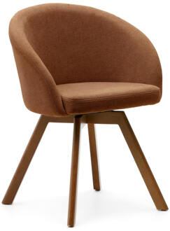 Kave Home Draaibare Eetkamerstoel 'Marvin' Chenille, kleur Bruin