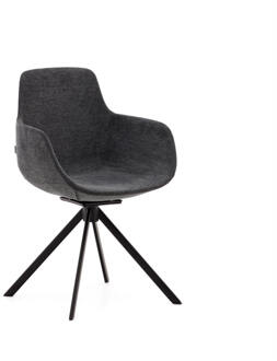 Kave Home Draaibare Eetkamerstoel 'Tissiana' Chenille, kleur Donkergrijs
