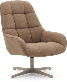 Kave Home Draaifauteuil 'Jaspe' Structuurstof, kleur Lichtbruin