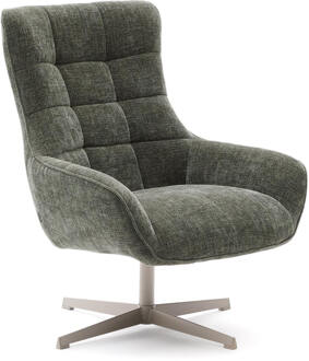 Kave Home Draaifauteuil 'Teryl' Chenille, kleur Donkergroen