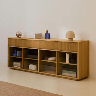 Kave Home Dressoir 'Helvine' Eiken en glas, 200cm - 200 cm