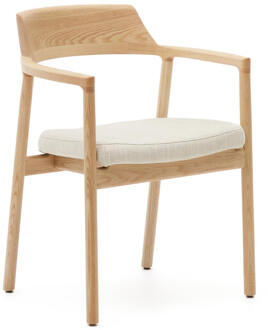 Kave Home Eetkamerstoel 'Alocs' Eikenhout en chenille, kleur Naturel