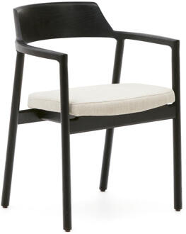 Kave Home Eetkamerstoel 'Alocs' Eikenhout en chenille, kleur Zwart