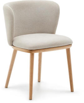 Kave Home Eetkamerstoel 'Ciselia' Chenille, kleur Beige