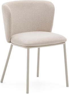 Kave Home Eetkamerstoel 'Ciselia' Chenille, kleur Beige