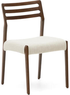 Kave Home Eetkamerstoel 'Cudia' Eikenhout en chenille, kleur Walnoot