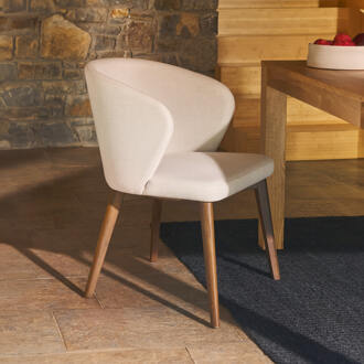 Kave Home Eetkamerstoel 'Darice' Walnoot onderstel, kleur Beige