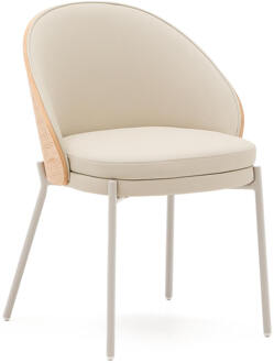 Kave Home Eetkamerstoel 'Eamy' Lederlook, kleur Beige