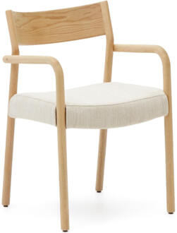 Kave Home Eetkamerstoel 'Falconera' Eikenhout en chenille, kleur Naturel