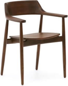 Kave Home Eetkamerstoel 'Fondes' Eikenhout, kleur Walnoot