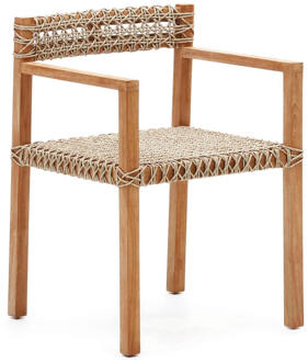 Kave Home Eetkamerstoel 'Giverola' Teakhout en gevlochten touw