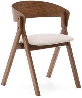 Kave Home Eetkamerstoel 'Godia' Essen en rubberhout, kleur Beige/Wengé Beige/Bruin