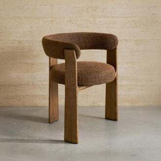 Kave Home Eetkamerstoel 'Granite' Chenille en essenhout, kleur Bruin