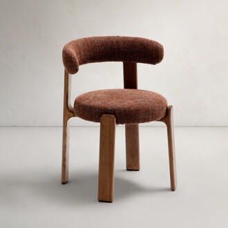 Kave Home Eetkamerstoel 'Granite' Chenille en essenhout, kleur Bruin