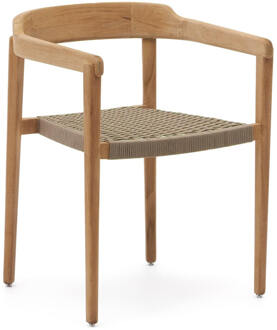 Kave Home Eetkamerstoel 'Icaro' Teakhout en touw Beige