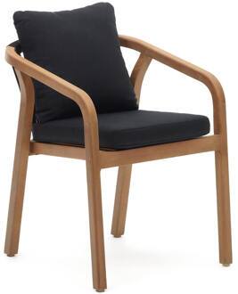 Kave Home Eetkamerstoel 'Malaret' Eucalyptushout en gevlochten touw, kleur Zwart